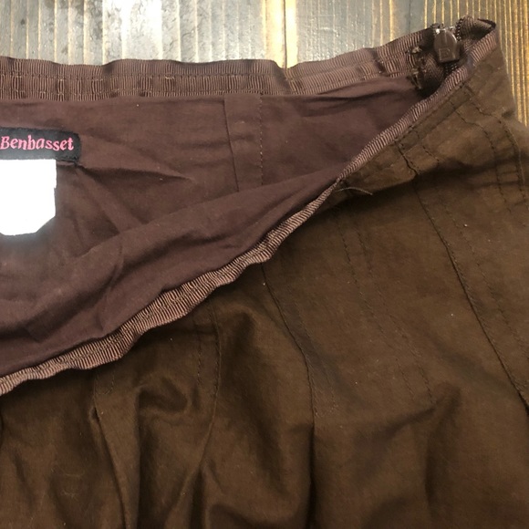 Joe Benbasset Full A-line Brown Skirt w/Pink/Yellow Polka Dots & Embroidery Edge - Picture 5 of 6